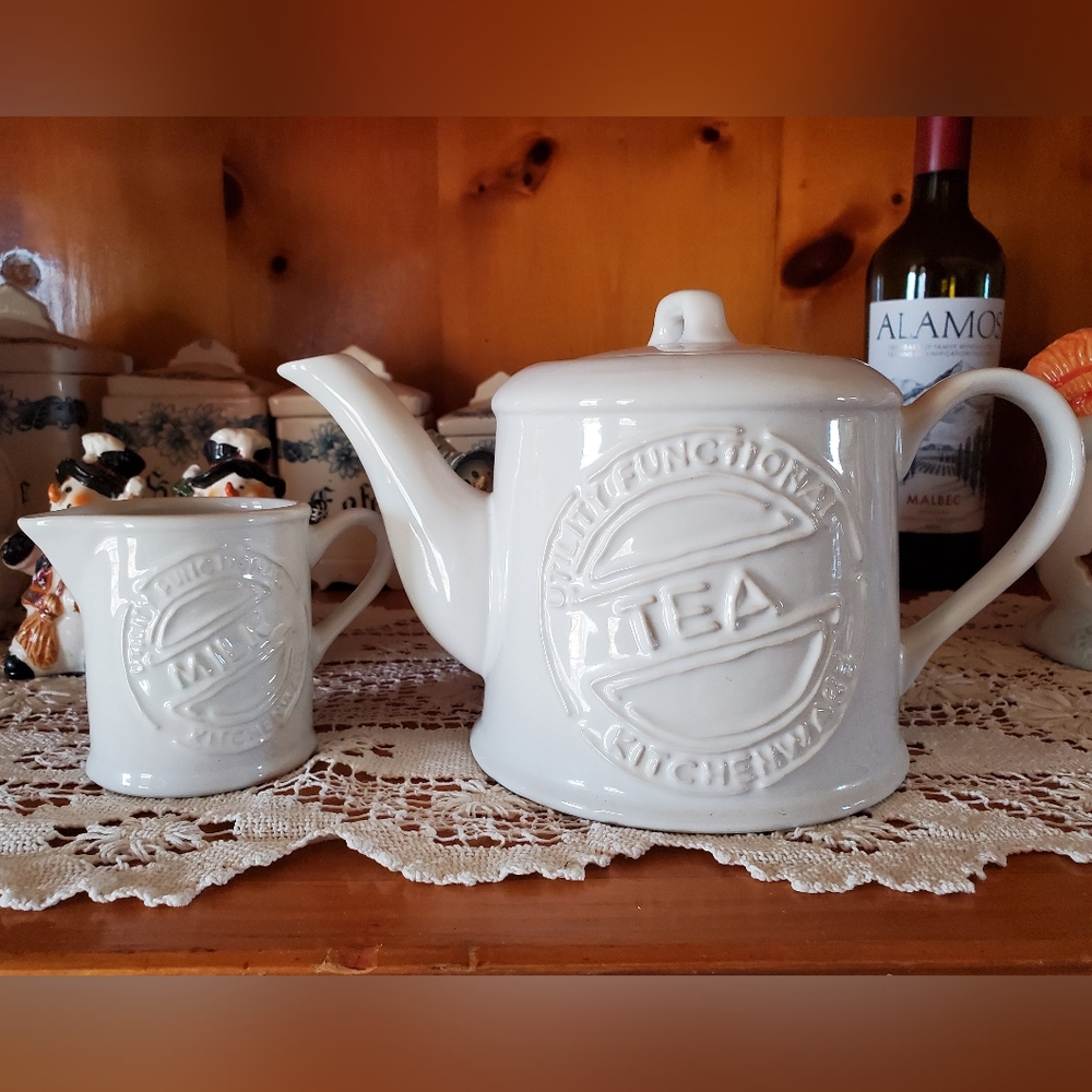 The Old Pottery Company Ceramic Teapot&Creamer Set 🫖☕️